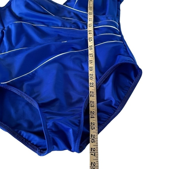 MIRACLESUIT MARINA BLUE WHITE STRIPPED ONE PIECE SWIMSUIT SIZE 12 - Picture 13 of 13